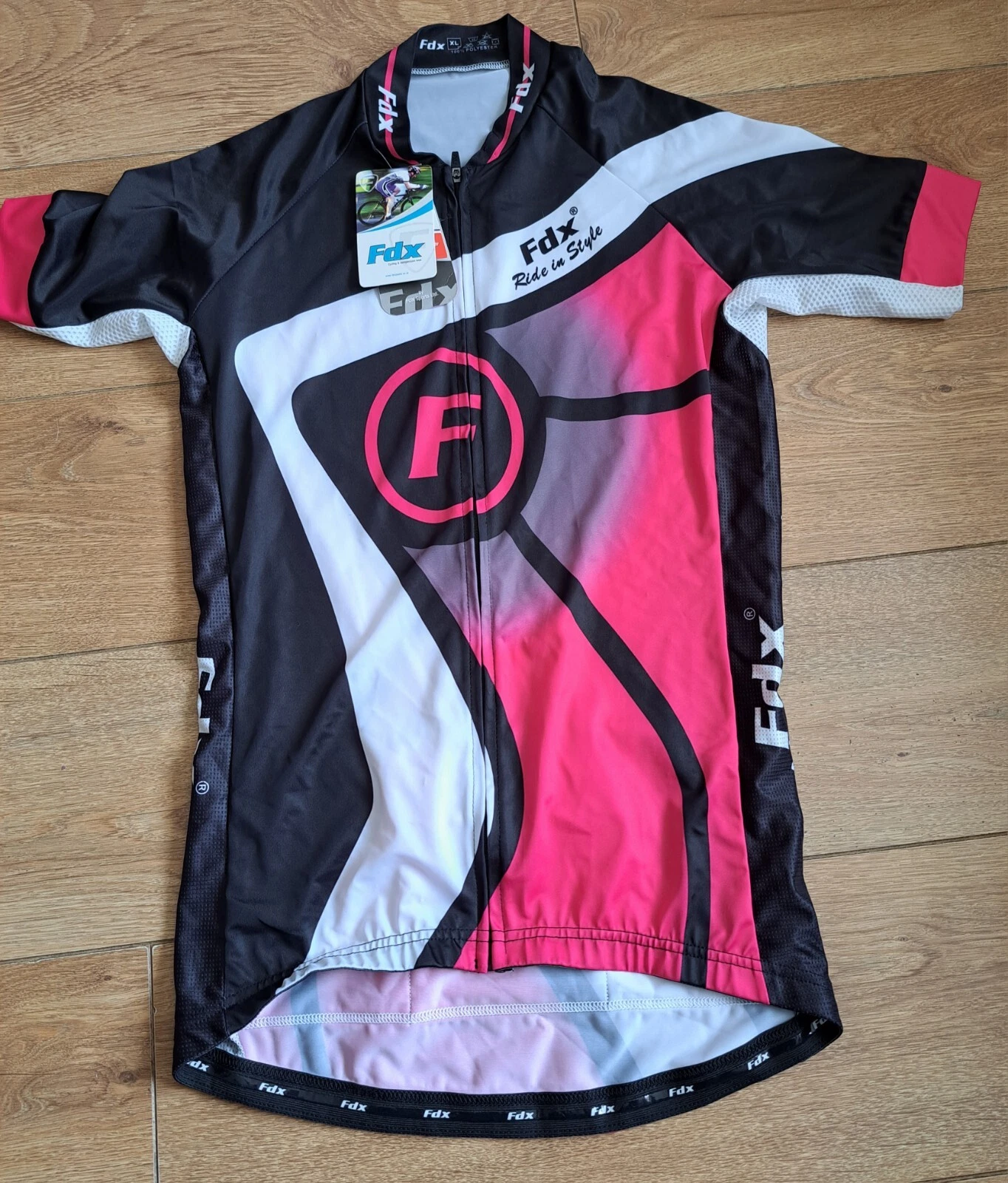 Fdx cycling pink short sleeve zip up summer jersey baselayer top womens size Xl