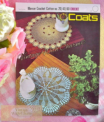 Vintage Crochet Pattern Pretty Doily's 'Lotus Flower' 'Floral