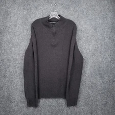 Perry Ellis Portfolio Sweater Men XL Extra Large Black Ribbed Quarter Zip Cotton