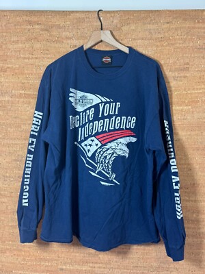 Mens Harley Davidson Declare Your Independence Eagle Flag Long Sleeve T Shirt XL