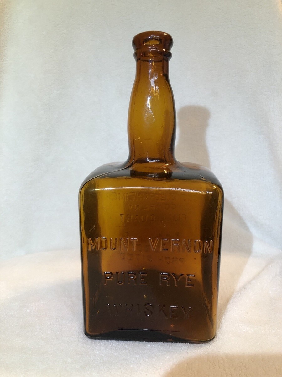 Mount Vernon Pure Rye Whiskey Bottle Cook & Bernheimer Co Amber 