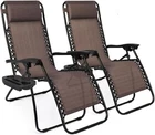 2-Pack of Outdoor Reclining Chairs Zero Gravity Chair Patio Pool Lounge Chairs