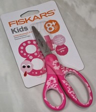 Fiskars Kids Schere 15cm Kinder Bastelschere ab 8 Jahre Pink Blumen Softgrip NEU