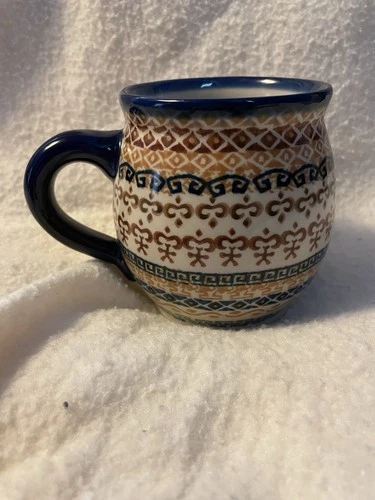 UNIKAT Hand Painted Polish Pottery Mug Signed By Artist