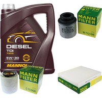 Inspektionspaket 5L Mannol Diesel TDI 5W-30 FüR VW Polo 1.2 TSI Seat Ibiza IV