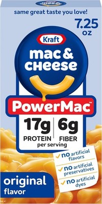 Kraft PowerMac Mac and Cheese, 1 Box, for Protein Easy Dinners or Dinner Sides,
