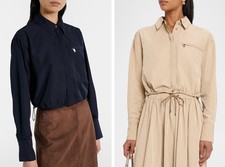 Women Veronica Beard Collared Long Sleeve Short Blouse Top