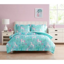 Your Zone 7 Piece Teal Unicorn Grove Polyester Bedding Set for Girls, Full