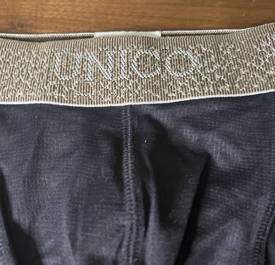 Vtg Unico String Bikini Briefs Sz L Black Briefs Thick Band Nylon Second Skin - Image 3 of 4