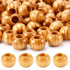 130 Pieces Macrame Wooden Beads 10mm Hole Loose Beads with Hole for Macrame M...