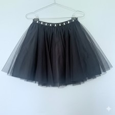 Navy Blue Tulle Mini Skirt Coquette Balletcore Gemstone Waist Mesh Tiered Size 5