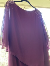 Mother Of Bride/Groom Purple Lined Dress 3/4 Peekaboo Sleeve,Special Occasion