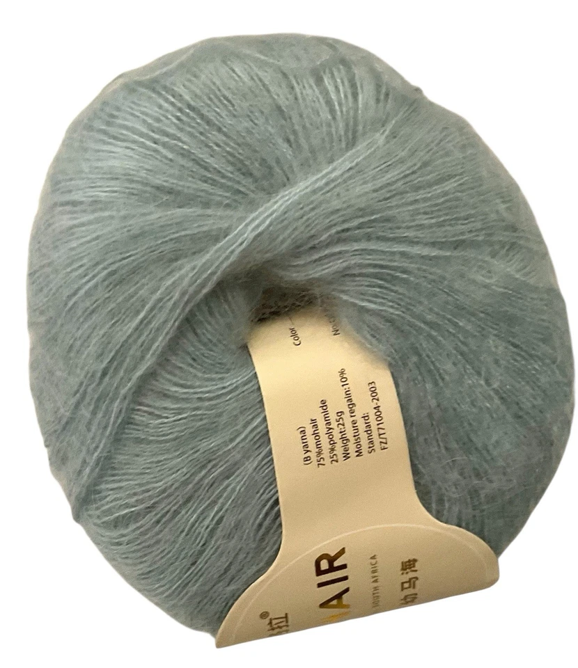 6 -Mohair Wool Yarn Balls Blue Green Gray 25 Grams Each New - Image 2 of 2