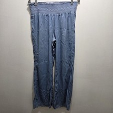 Indigo Rein Women  s L Linen Blend Wide Leg Pants Blue Boho Casual