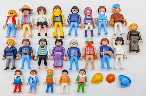 Lot of Playmobil Geobra People, 22 Total People & Kids + Hats Vintage Characters
