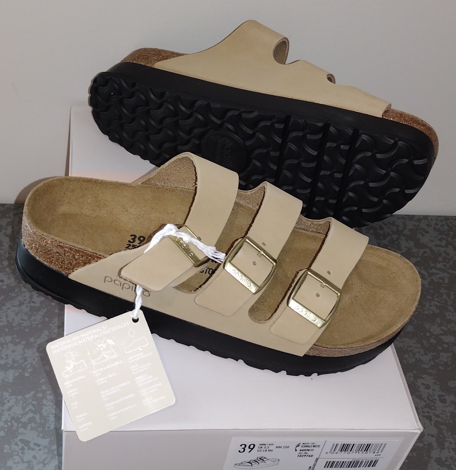 NIB Papillio by Birkenstock Florida Flex Platform Triple-Strap Sandals Sz 39 image 2