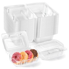 Pack Clear Hinged Plastic Containers, Sturdy To Go Clamshell Food 40