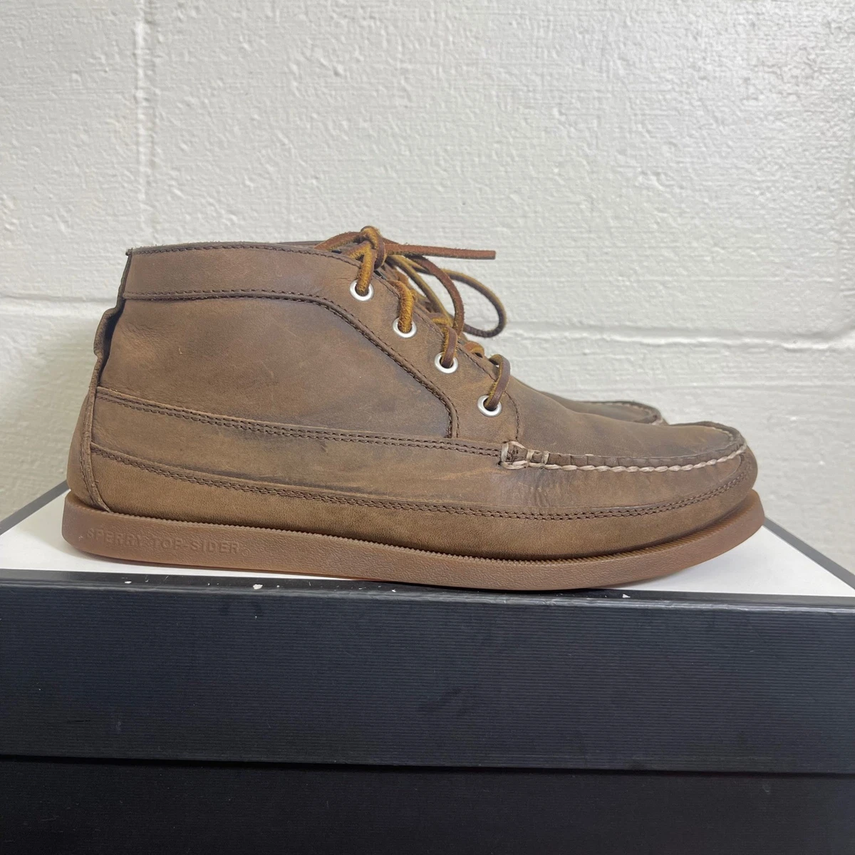 Sperry Top-Sider STS14556 Chukka Ankle Boots Brown Leather Lace up Men\'s 9.5 US Sperry Top Sider Chukka Boots 9.5 High Tops Dark Brown  main image 4