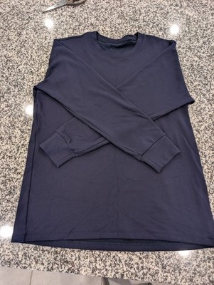 Uniqlo Heattech Navy Blue Basic Mock Neck Ribbed Long Sleeve Top Womens Medium