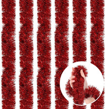 118 Feet Red Christmas Tinsel Garland, Metallic Twist Garland Shiny Hanging F...