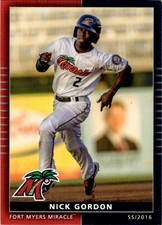 2016 Nick Gordon MiLB Minor League Rookie Card Ft. Myers Miracle. rookie card picture