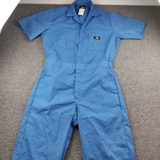 Dickies Coveralls Jumpsuit Work Short Sleeve Blue Cotton Blend Size M Short