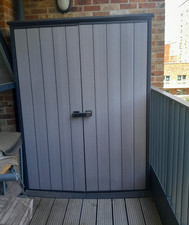 Grey/Black Plastic Storage Shed, Pent Roof, Lockable Single Door