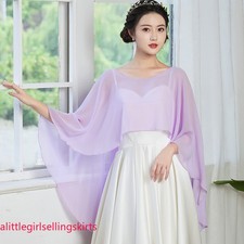 Women Bolero Shawl Chiffon Cape Poncho Cloak Bridal Casual Wedding Evening Party