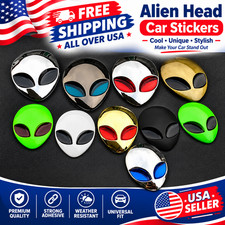 3d Big Black Metal Alienware Alien Head Ufo Car Emblem Badge Decal Sticker