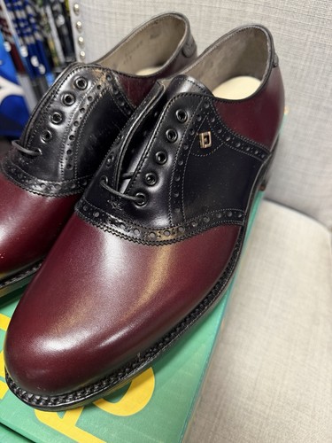 FootJoy Classics Burgundy Black Saddle Golf Shoes Vintage 8 1/2 D New Old Stock