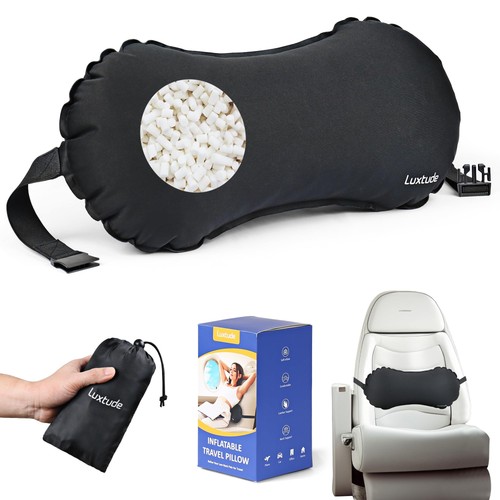 Luxtude Inflatable Lumbar Pillow for Airplane Travel, Lumbar Support Pillow f...