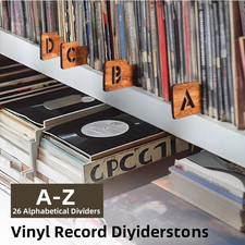 Vinyl Record Dividers - Alphabetical A-Z Wooden Record Holder Organizer Guides