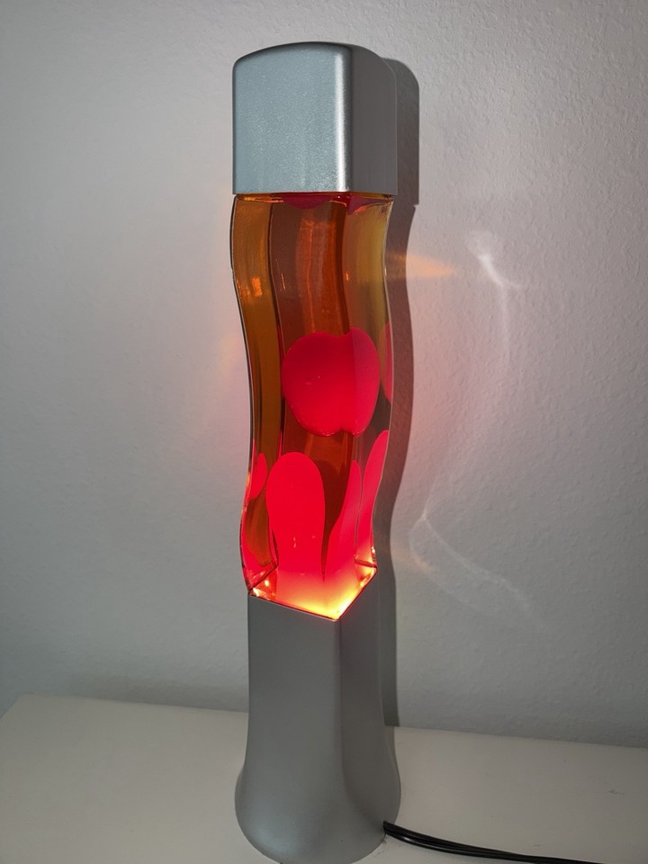 Vintage Rustic Orange & Neon red Wax Wavy S Shaped Lava Lamp