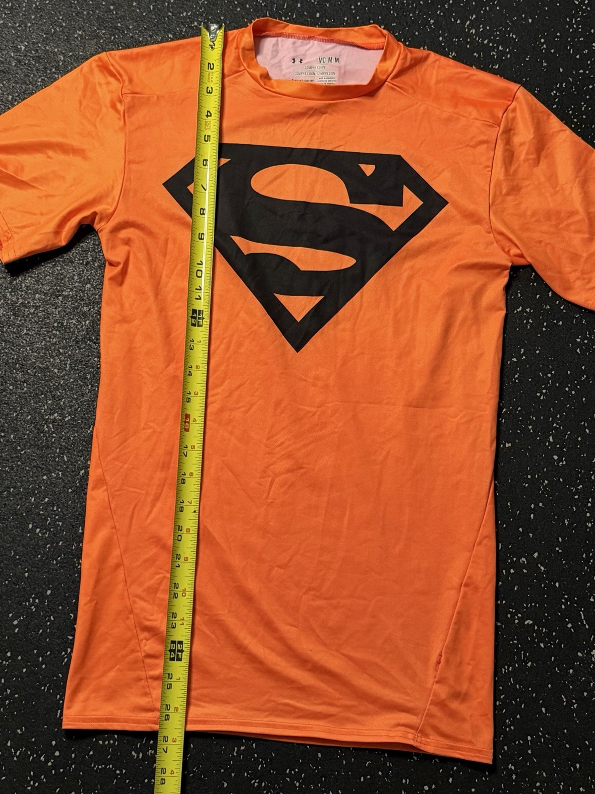 Under Armour HeatGear Superman Compression Mens SMALL Orange DC Comics Rare image 5