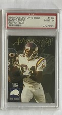 1998 Collector's Edge Advantage Randy Moss #196 Rookie Card PSA Mint 9. rookie card picture