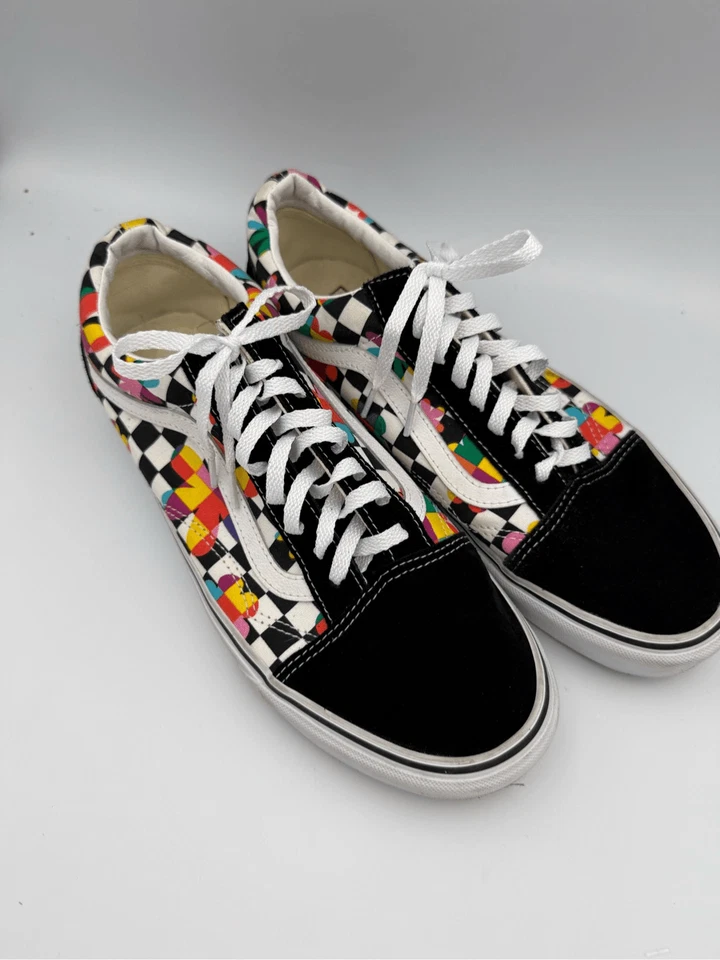 Vans Para Hombres Negro Old Skool Floral Cuadros Parte Superior Baja Skate Tenis Zapatos Talla 9 Foto 3 de 4