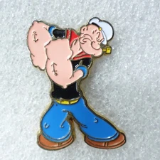 Vintage Popeye Sailor Pin Cartoon Character Enamel Brooch Anchor Tattoo Hat US