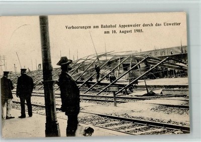 13401233 - 7604 Appenweier Destroyments at the Station by a Storm 1905 Postcard