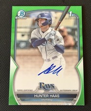 2023 Bowman Draft Chrome Prospect Hunter Haas Green Refractor /99 (AU, RC)