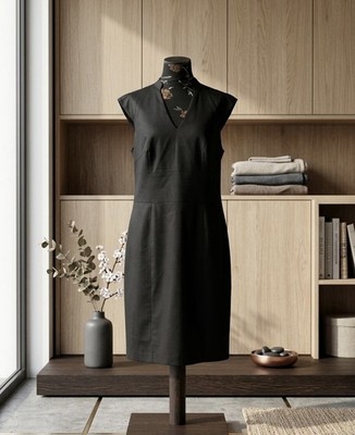 Esprit Collection Etuikleid Kleid Schwarz Gr 42 L V-Ausschnit