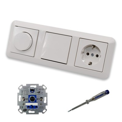REV Ritter LED Dimmer + Merten  MEG5250-0319 + Lichtschalter + Steckdose Kinders
