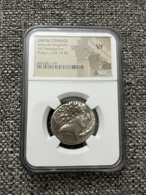c.95-75 BC Greek Coinage Seleucid Kingdom AR Tetradrachm Philip I VF NGC 