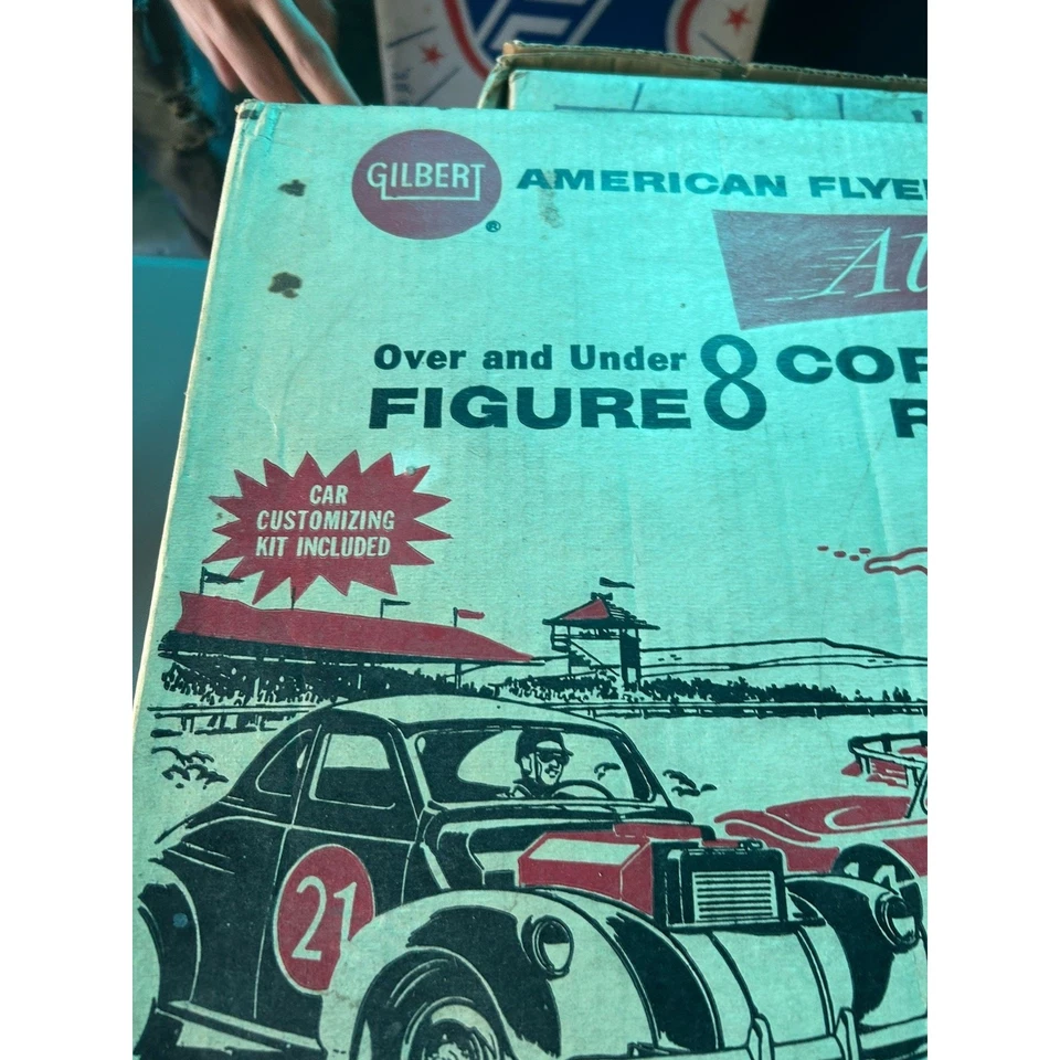 Figura 8 Corvette Race Set Nº 19080 vintage 1960 A.C. Gilbert Auto-Rama con caja Foto 2 de 4