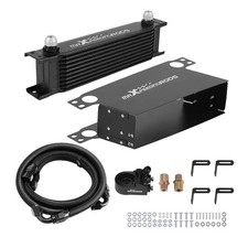 10 Row Engine Oil Cooler Kit 10AN Universal Aluminium Black