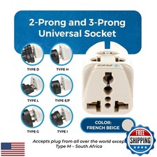 3-PACK USA to Europe Schuko  Type E/F Travel Adapter Plug - 2 in 1 - CE Cert