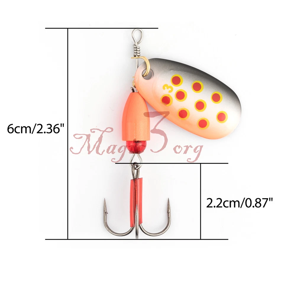 Juego de caja de señuelos giratorios de pesca de lucio grueso de 10 piezas en forma de campana lubina trucha perca 7 g Foto 4 de 4
