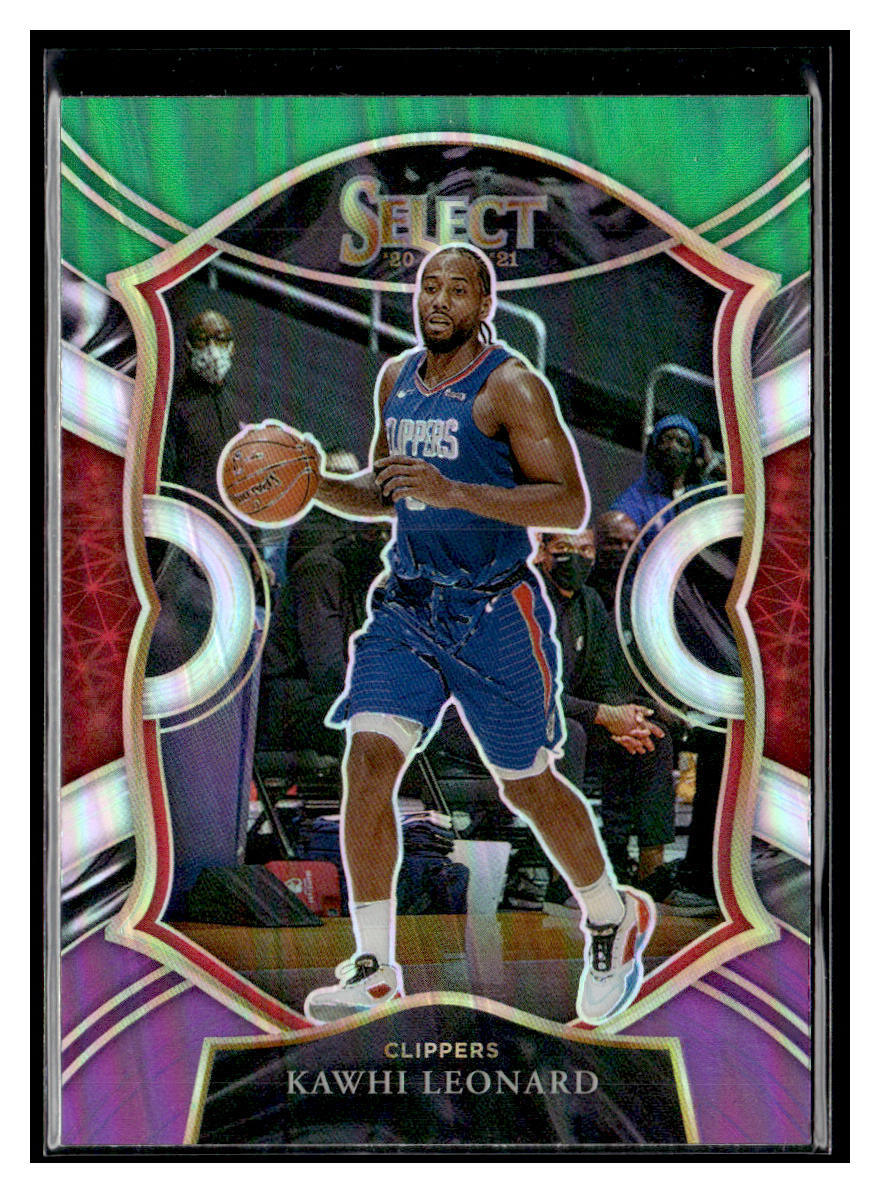 2020-21 Panini Select #37 Kawhi Leonard Green White Purple Prizm Clippers