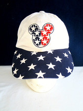 RED WHITE BLUE MICKEY MOUSE BASEBALL CAP WHITE Hat EMBROIDERED STARS