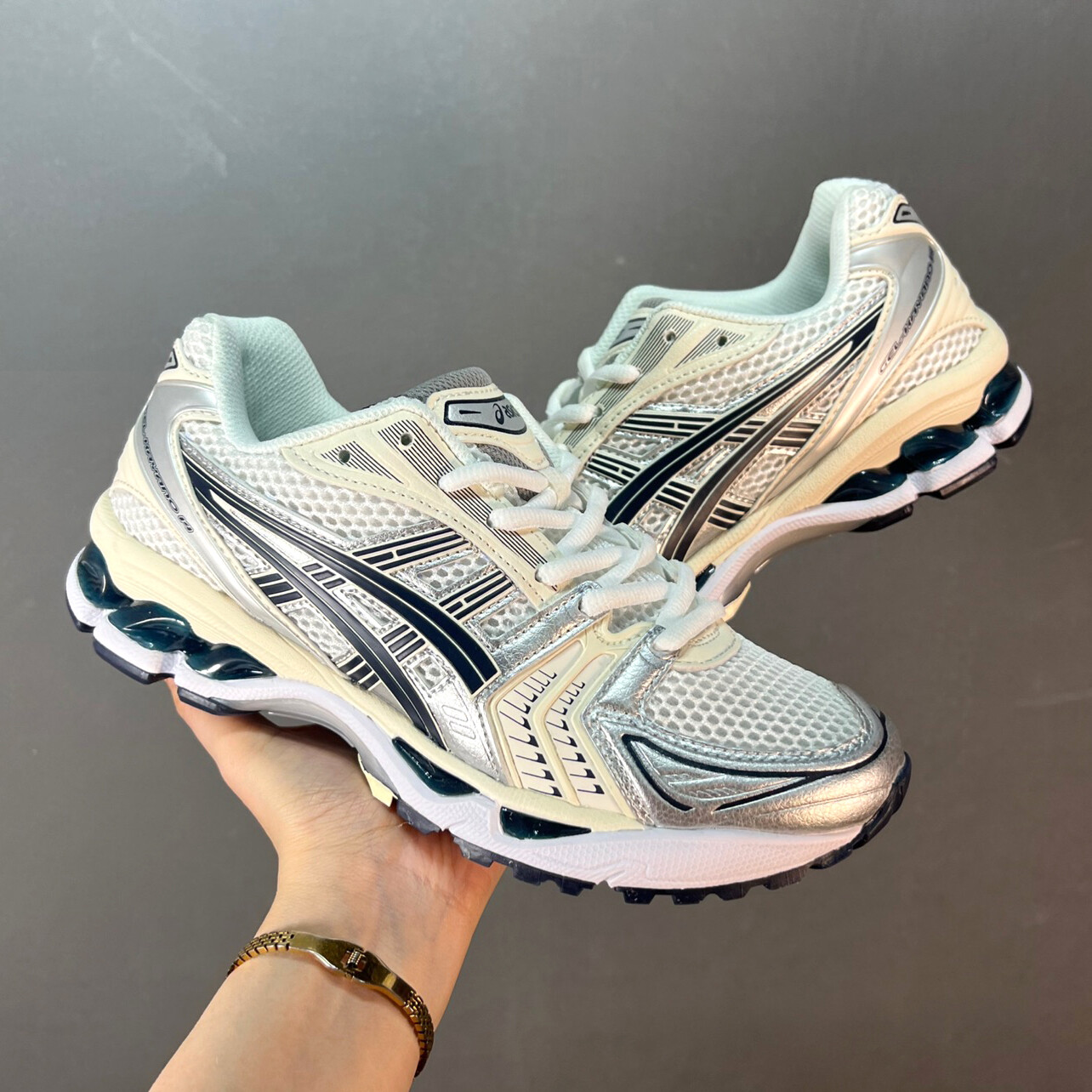 ASICS GEL KAYANO 14 White Midnight Running Shoes 1202A056.109 New With Box