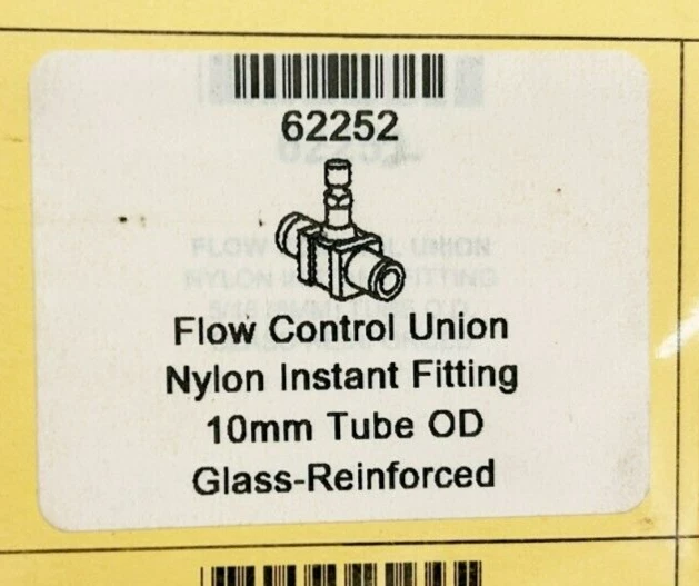 Nuevo regulador de control de flujo unidireccional en línea Lawson Legris 62252 10 x 10 mm 145 psi Foto 2 de 4